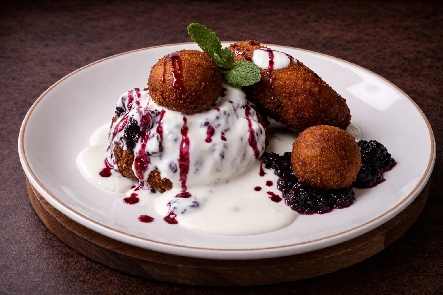 Papanași cu dulceață de afine