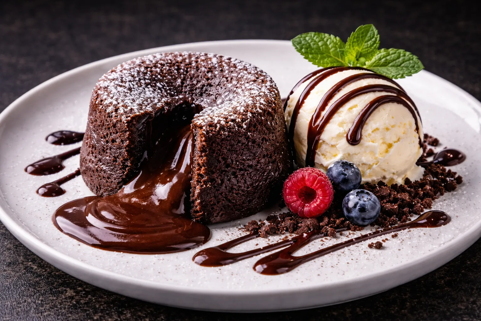 Vulcan de ciocolată cu înghețată